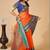 Orange silk blend woven design saree with blouse