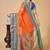 Orange silk blend woven design saree with blouse