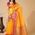 Yellow silk blend woven design saree with blouse