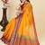 Yellow silk blend woven design saree with blouse