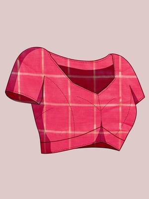 Pink silk blend woven design saree with blouse 5