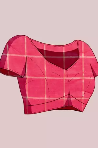 Pink silk blend woven design saree with blouse