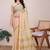 Beige silk blend checked saree with blouse