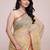 Beige silk blend checked saree with blouse