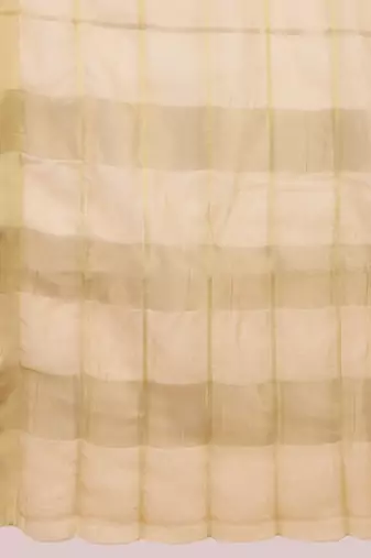 Beige silk blend checked saree with blouse