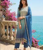 Women Ethnic Motifs Printed Regular Thread Work Kurta with Trousers & With Dupatta