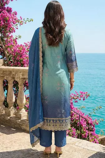 Women Ethnic Motifs Printed Regular Thread Work Kurta with Trousers & With Dupatta