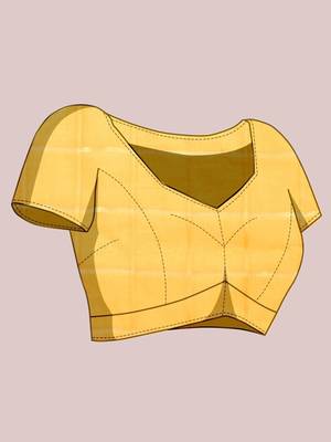 Yellow silk blend woven design saree with blouse 5