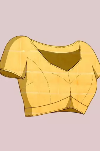 Yellow silk blend woven design saree with blouse