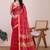 Red silk blend checked saree with blouse