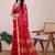Red silk blend checked saree with blouse