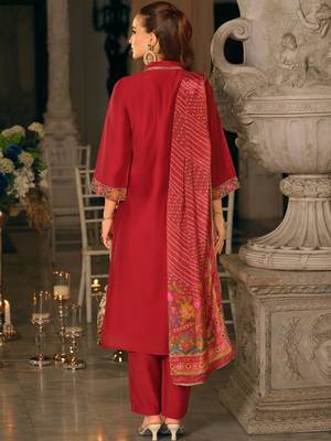 Women Ethnic Motifs Dyed Regular Thread Work Kurta with Trousers & With Dupatta 4