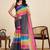 Multicolor linen striped saree with blouse