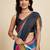Multicolor linen striped saree with blouse