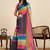 Multicolor linen striped saree with blouse
