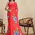 Red silk blend printed saree with blouse