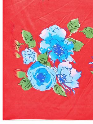 Red silk blend printed saree with blouse 4