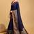 Navy blue silk blend woven design saree with blouse