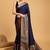 Navy blue silk blend woven design saree with blouse