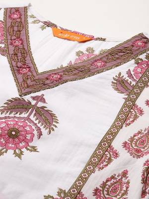 Women Ethnic Motifs Printed Regular Pure Cotton Kurta with Trousers 2