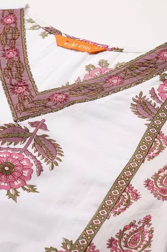 Women Ethnic Motifs Printed Regular Pure Cotton Kurta with Trousers
