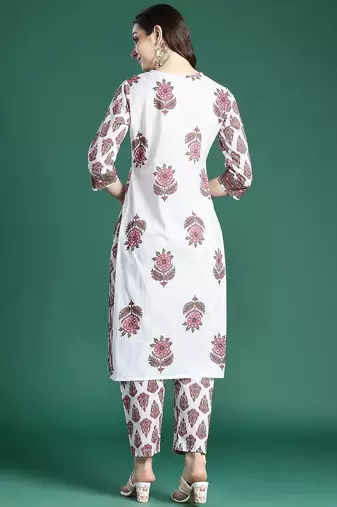 Women Ethnic Motifs Printed Regular Pure Cotton Kurta with Trousers