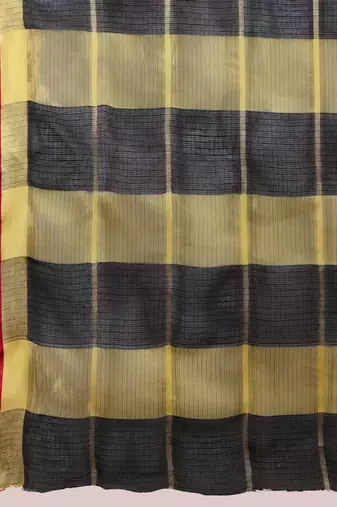 Black silk blend checked saree with blouse