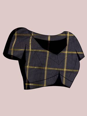 Black silk blend checked saree with blouse 5