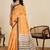 Orange linen printed saree with blouse