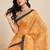 Orange linen printed saree with blouse
