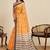 Orange linen printed saree with blouse