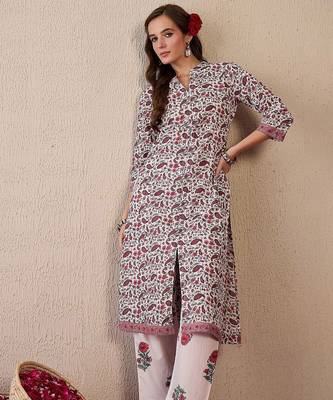 Women Ethnic Motifs Printed Regular Pure Cotton Kurta with Trousers 1