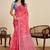 Red linen printed saree with blouse