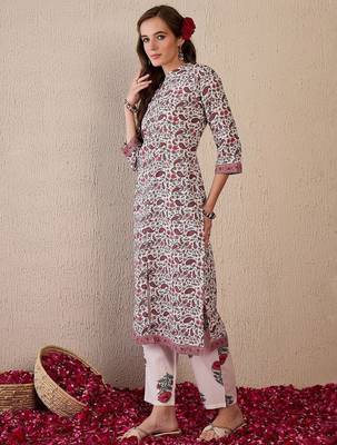 Women Ethnic Motifs Printed Regular Pure Cotton Kurta with Trousers 4