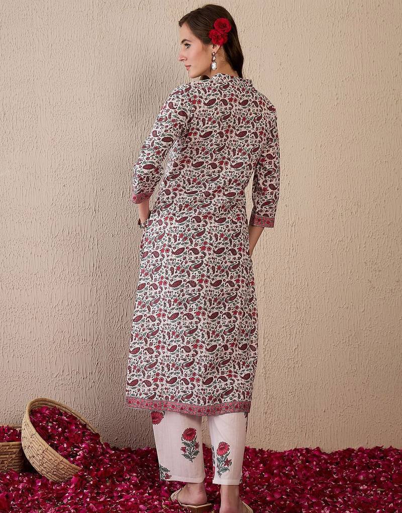 Women Ethnic Motifs Printed Regular Pure Cotton Kurta with Trousers
