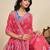 Red linen printed saree with blouse
