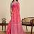 Red linen printed saree with blouse