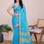 Blue silk blend checked saree with blouse