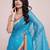 Blue silk blend checked saree with blouse
