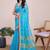 Blue silk blend checked saree with blouse