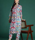 Women Printed Panelled Pure Cotton Kurta with Trousers