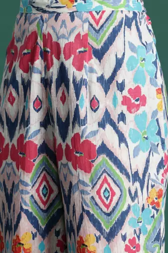 Women Printed Panelled Pure Cotton Kurta with Trousers