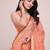 Peach silk blend woven design saree with blouse