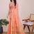 Peach silk blend woven design saree with blouse