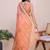 Peach silk blend woven design saree with blouse