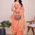 Peach silk blend woven design saree with blouse