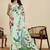 Sea green silk blend printed saree with blouse