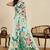Sea green silk blend printed saree with blouse
