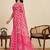 Pink linen printed saree with blouse