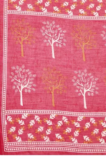 Pink linen printed saree with blouse
